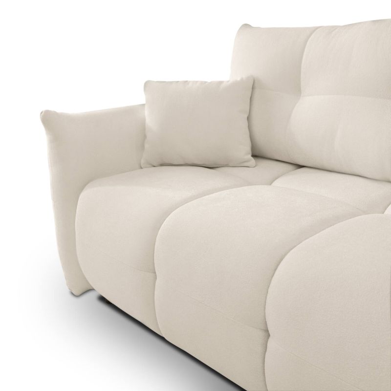 Canapé d'angle convertible et réversible COMO 4 places tissu chenille écru