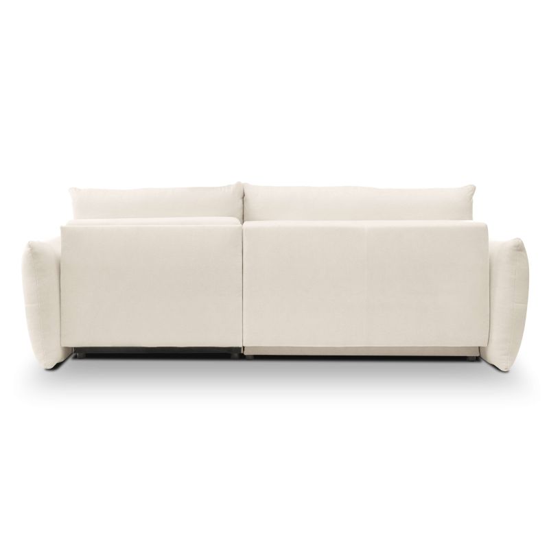 Canapé d'angle convertible et réversible COMO 4 places tissu chenille écru