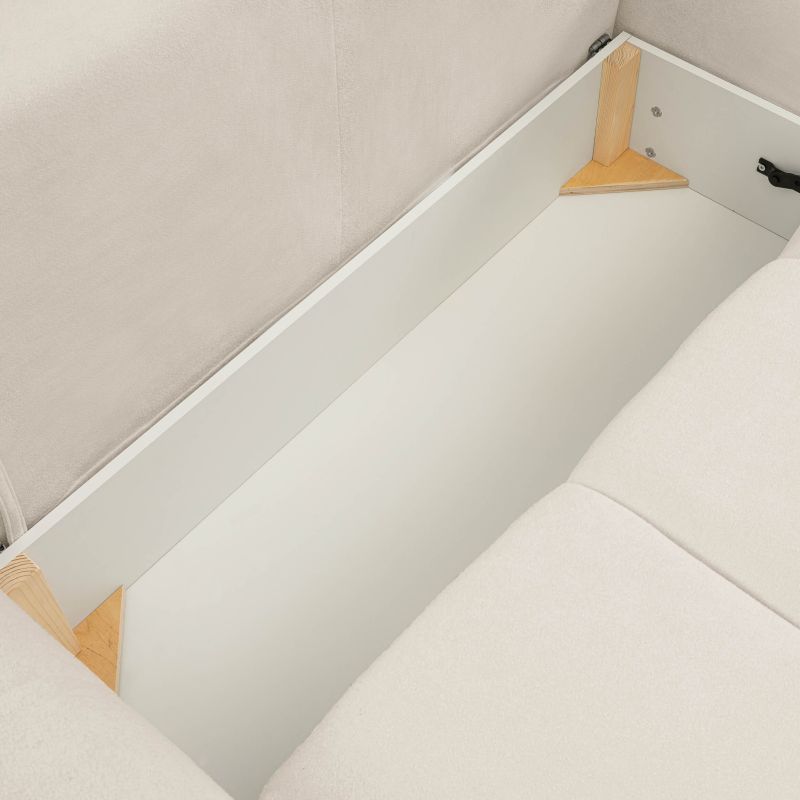 Canapé d'angle convertible et réversible COMO 4 places tissu chenille écru