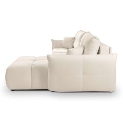 Canapé d'angle convertible et réversible COMO 4 places tissu chenille écru