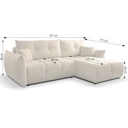 Canapé d'angle convertible et réversible COMO 4 places tissu chenille écru