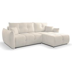 Canapé d'angle convertible et réversible COMO 4 places tissu chenille écru