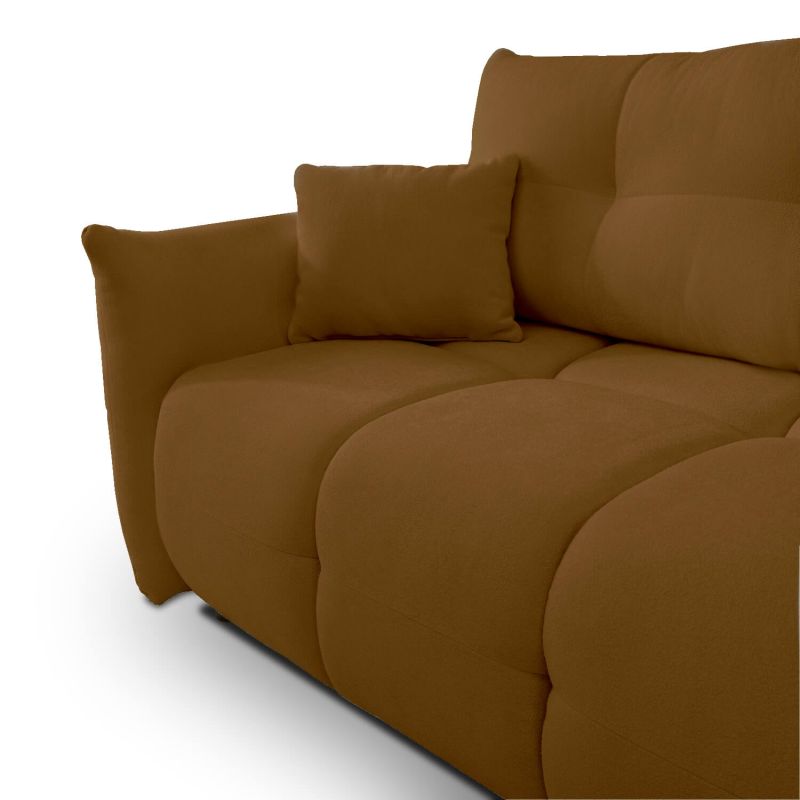 Canapé d'angle convertible et réversible COMO 4 places tissu chenille cognac