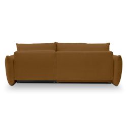 Canapé d'angle convertible et réversible COMO 4 places tissu chenille cognac