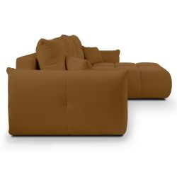 Canapé d'angle convertible et réversible COMO 4 places tissu chenille cognac