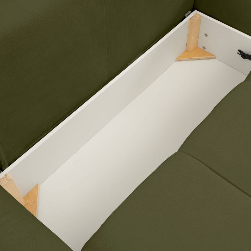 Canapé d'angle convertible et réversible COMO 4 places tissu chenille vert kaki