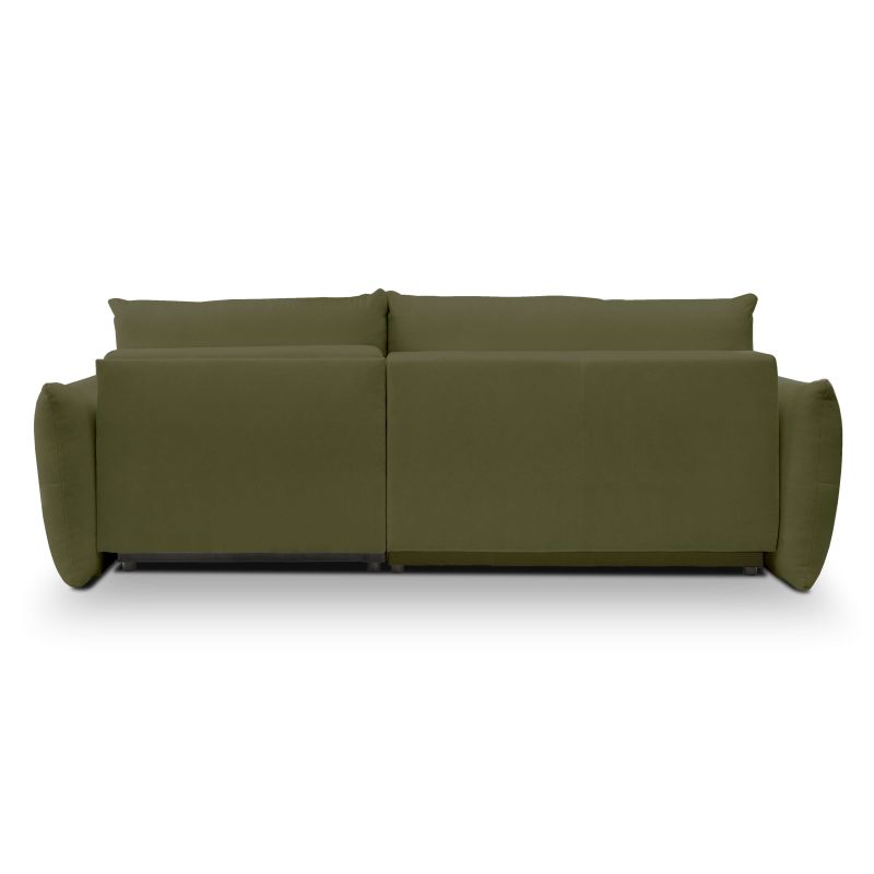 Canapé d'angle convertible et réversible COMO 4 places tissu chenille vert kaki