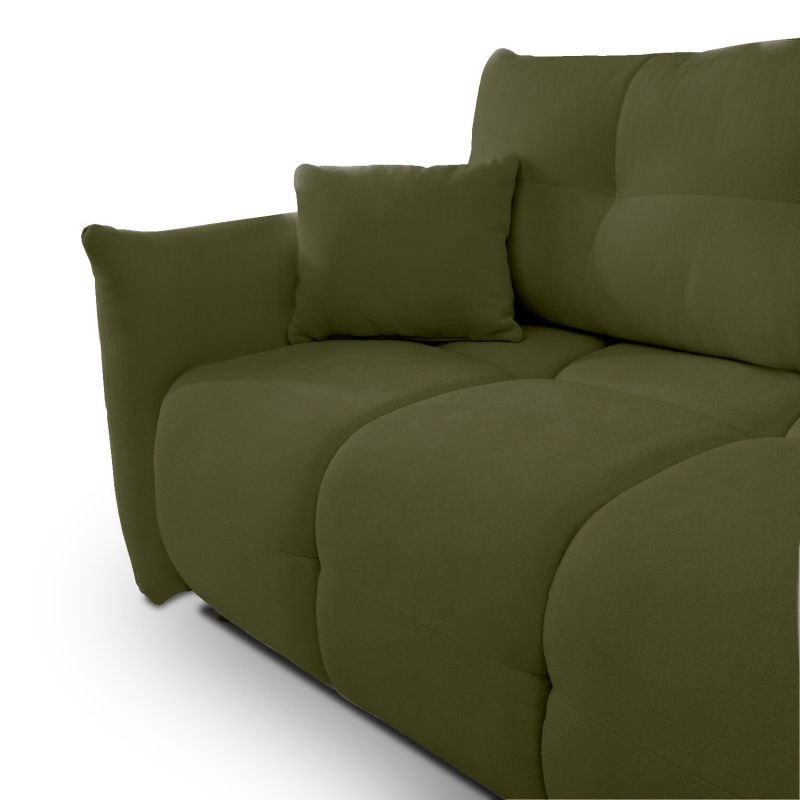 Canapé d'angle convertible et réversible COMO 4 places tissu chenille vert kaki