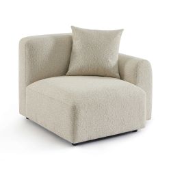Canapé d'angle droit CORELA fixe tissu beige 4 places