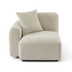 Canapé d'angle droit CORELA fixe tissu beige 4 places