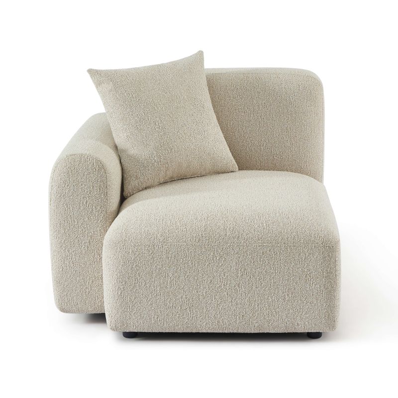 Canapé d'angle droit CORELA fixe tissu beige 4 places