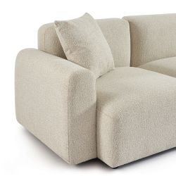 Canapé d'angle droit CORELA fixe tissu beige 4 places