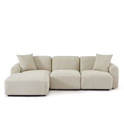 Canapé d'angle gauche CORELA fixe tissu beige 4 places