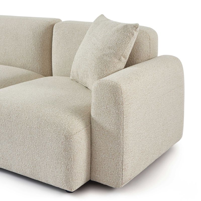 Canapé d'angle gauche CORELA fixe tissu beige 4 places