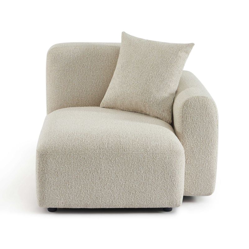 Canapé d'angle gauche CORELA fixe tissu beige 4 places