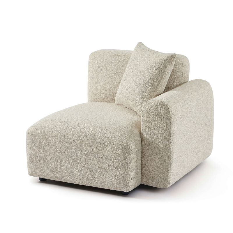 Canapé d'angle gauche CORELA fixe tissu beige 4 places