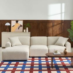 Canapé d'angle gauche CORELA fixe tissu beige 4 places
