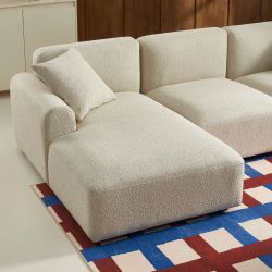 Canapé d'angle gauche CORELA fixe tissu beige 4 places