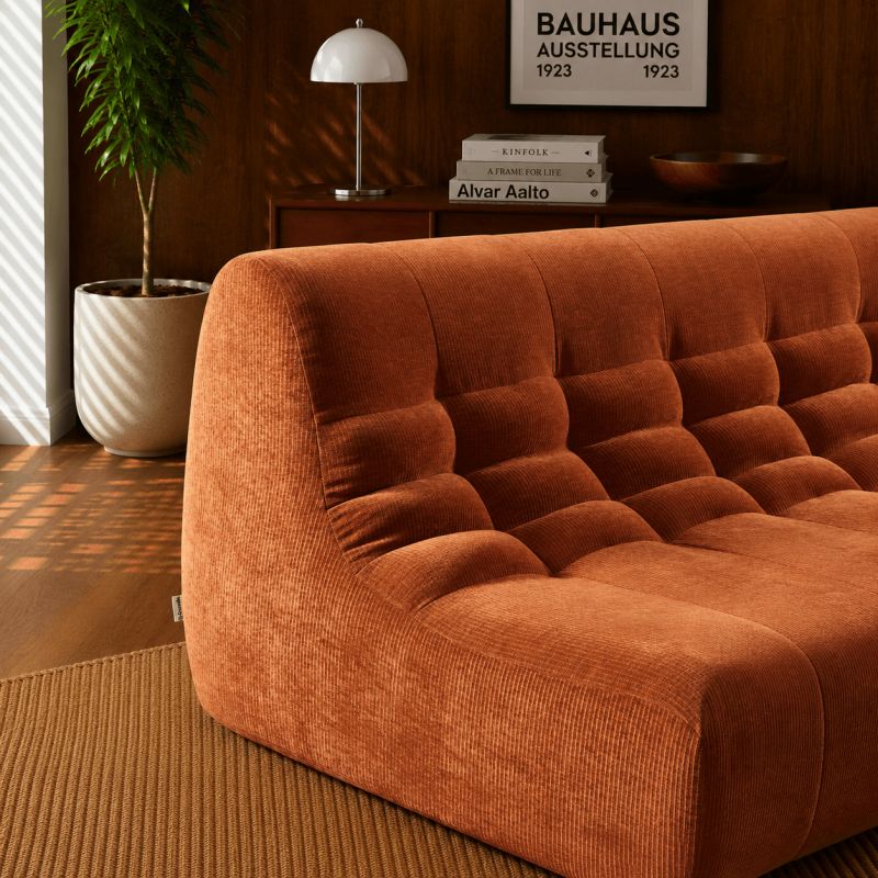 Banquette JANIS modulable 2 places velours terracotta