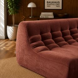 Banquette JANIS modulable 2 places velours bordeaux