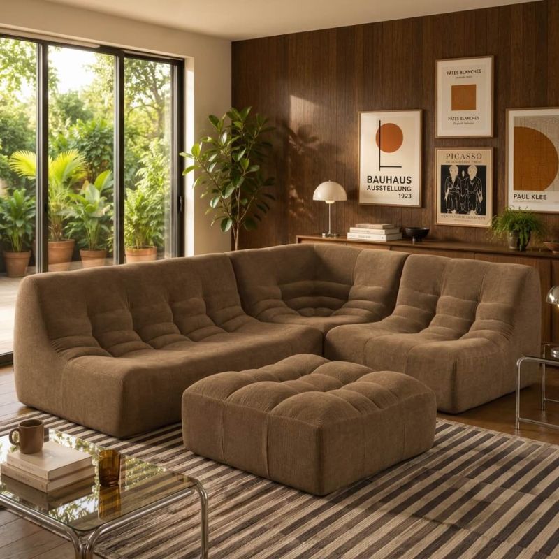 Banquette JANIS modulable 2 places velours marron