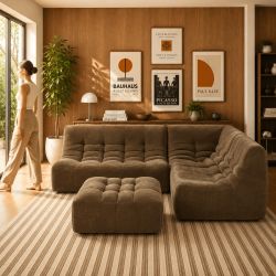 Banquette JANIS modulable 2 places velours marron