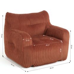 Pouf LUFFY velours côtelé terracotta