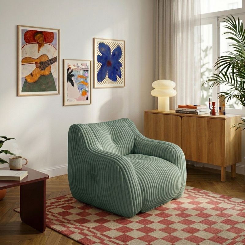 Pouf LUFFY velours côtelé vert