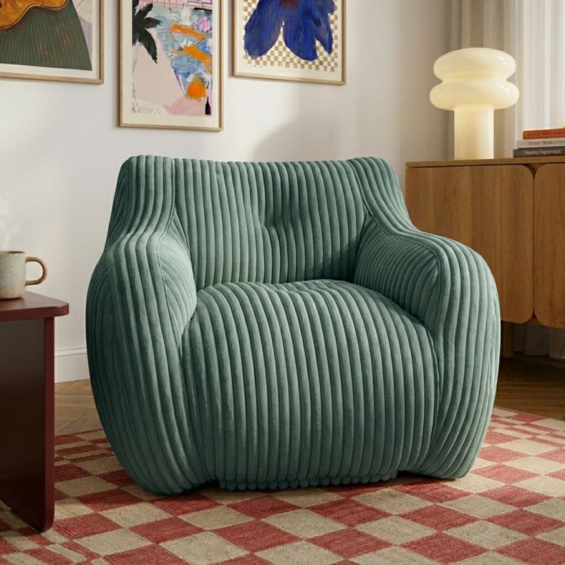 Pouf LUFFY velours côtelé vert