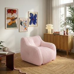 Pouf LUFFY velours côtelé rose