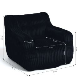Pouf LUFFY velours côtelé noir