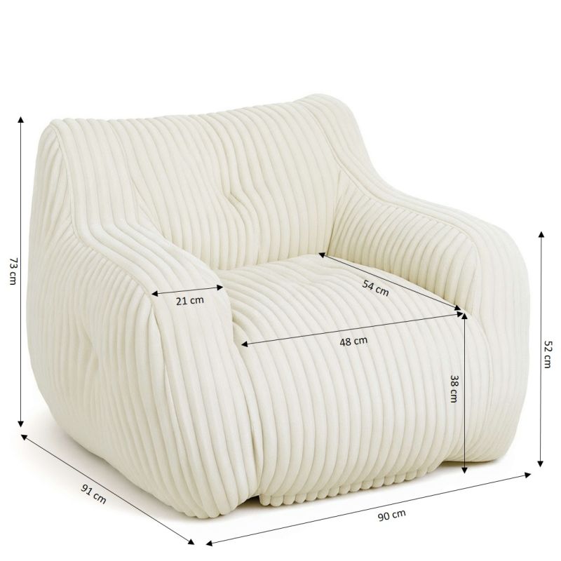 Pouf LUFFY velours côtelé beige