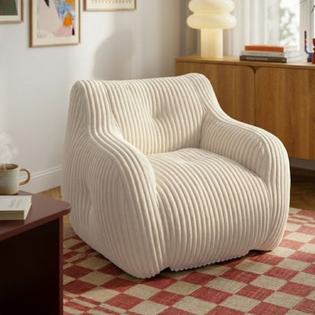 Pouf LUFFY velours côtelé beige