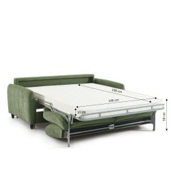 Canapé droit express ORNOA 3 places tissu vert