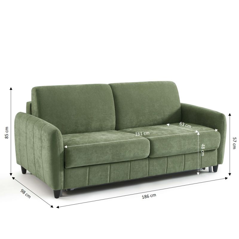 Canapé droit express ORNOA 3 places tissu vert