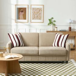 Canapé droit express ORNOA 3 places tissu taupe