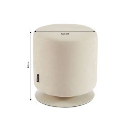 Pouf PANTONE tissu chenille beige sable et pied métal pivotant