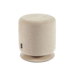 Pouf PANTONE tissu chenille taupe et pied métal pivotant