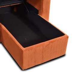 Canapé d'angle convertible et réversible ASPEN 4 places velours côtelé terracotta