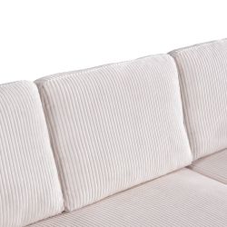 Canapé d'angle convertible et réversible ASPEN 4 places velours côtelé beige