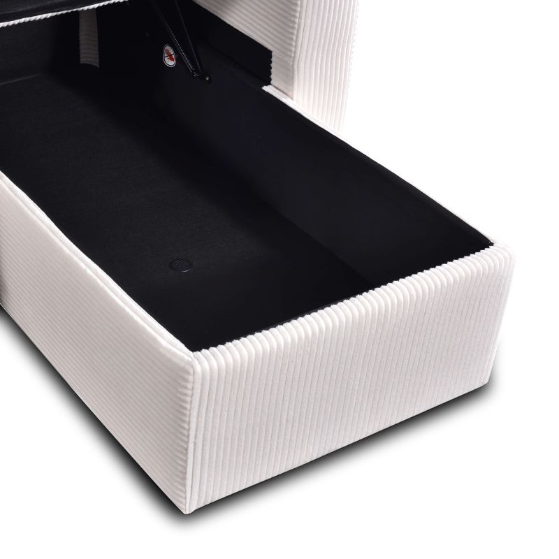 Canapé d'angle convertible et réversible ASPEN 4 places velours côtelé beige