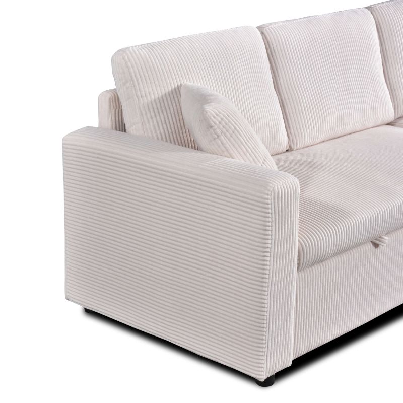 Canapé d'angle convertible et réversible ASPEN 4 places velours côtelé beige
