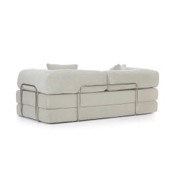 Canapé droit convertible et compressé HYPNOS déplimousse 3 places velours côtelé beige