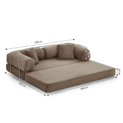 Canapé droit convertible et compressé HYPNOS déplimousse 3 places velours côtelé taupe
