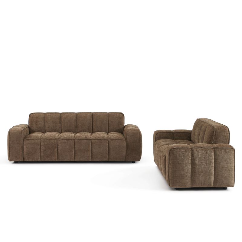 Canapé ALISTAIR 2 places tissu chenille marron