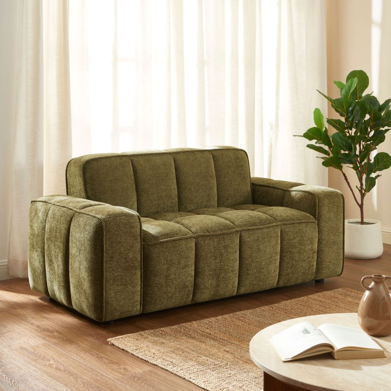 Canapé ALISTAIR 2 places tissu chenille vert