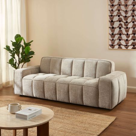 Canapé ALISTAIR 3 places tissu chenille beige