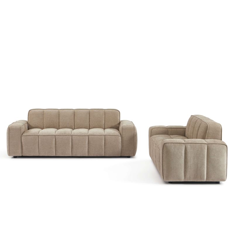 Canapé ALISTAIR 3 places tissu chenille beige
