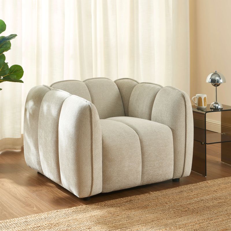 Fauteuil MATILDA 1 place tissu chenille beige