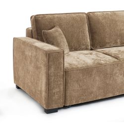 Canapé droit convertible GAVI 3 places tissu marron
